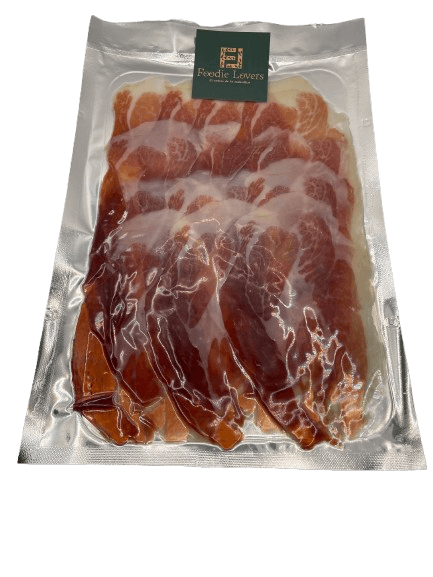 Jamón de Cebo de Campo Ibérico 50% loncheado envasado al vacío, calidad artesanal