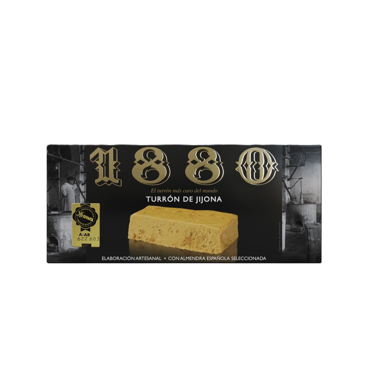Nougat of Jijona 1880 - Supreme Quality - 250 g Jijona 1880 soft nougat bar with Spanish almonds and orange blossom honey