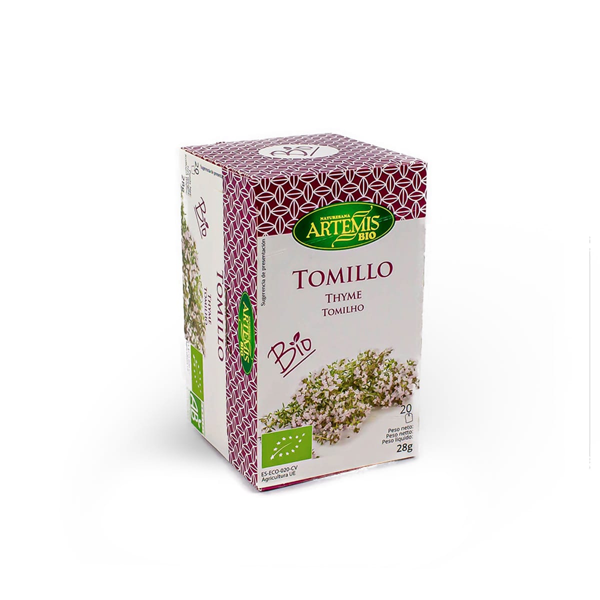 Caja de infusión ecológica Tomillo ECO-BIO con 20 filtros compostables (28 g)