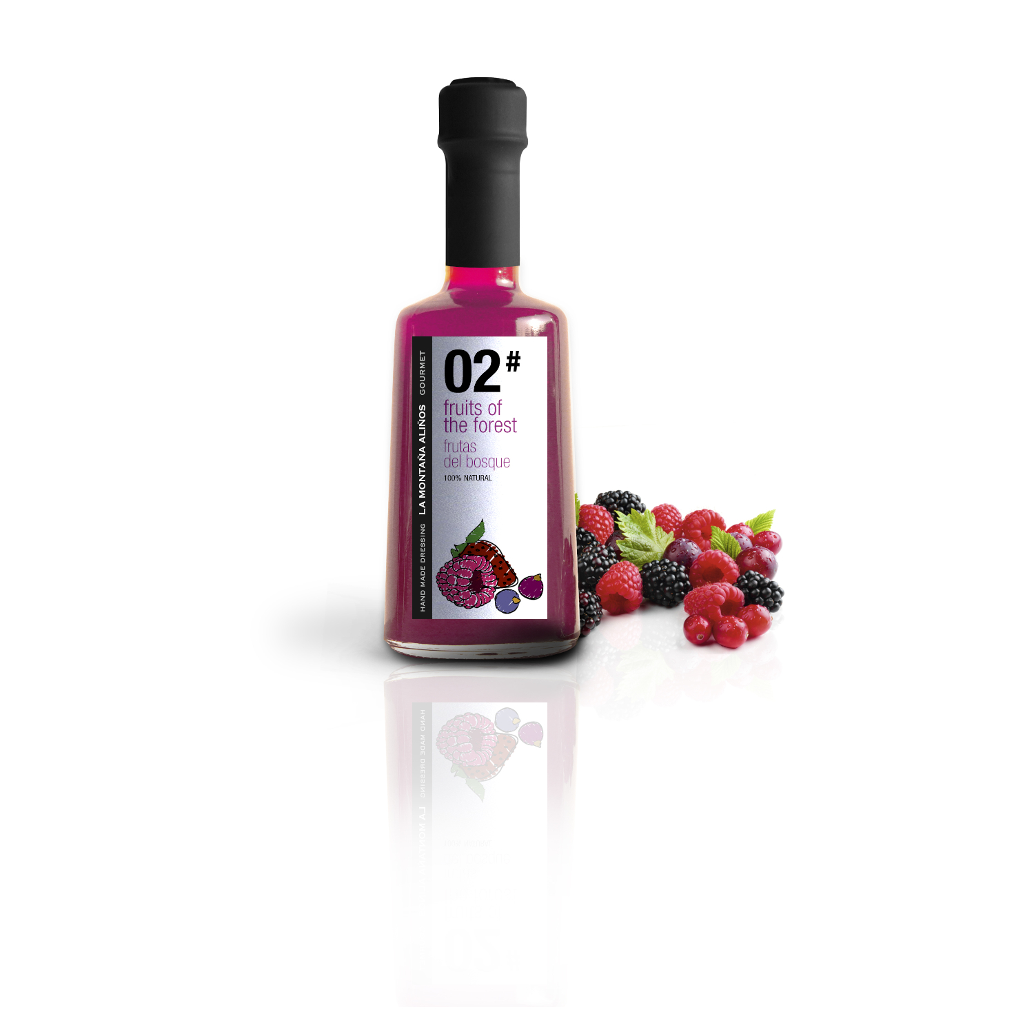 Aliño gourmet de frutas del bosque 100 % natural en tarro de cristal de 250 ml